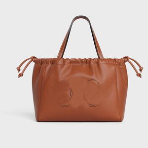 Small Tote Bag Women Smooth Leather Drawstring Bag Handbag Shopping Bag Crossbody Shoulder Bags Totes Bags Purse Gold Hardware Interior Zipper Pocket Suede Lining