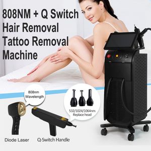 Máquina de remoção de cabelo a laser de diodo 808nm 2 em 1 nd switch q Remova Tattoo Black Doll Tratamento Cuidado de pele Equipamento de beleza