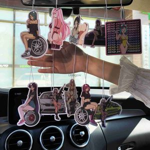 Car Air Freshener Cartoon Cute Sexy Girl JDM Style Car Air Freshener Solid Paper Car Perfume Rearview Mirror Pendant Fragrance Solid Paper x0720