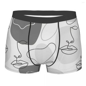 Cuecas Line Art Preto e Branco Feminino Face Homme Calcinhas Roupa Interior Masculina Shorts Confortáveis Cueca Boxer