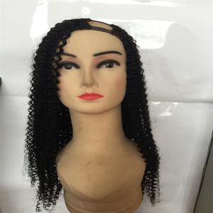 824inch Kinky Curl İnsan Saç Peru Virgin Saç Orta Sol Siyah Kadınlar İçin Parça Dantel Peruk 1 1B 2 4 Doğal Renk174L