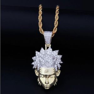 14K Altın Buzlu Çıkış CZ Bling Naruto Kolye Kolye Erkek Hip Hop Mikro Pave Kübik Zirkonya Simüle Elmaslar Kolye227v