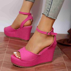 Sandals Women Summer Shoes 2023 Sexy Open Toe Ankle Strap Platform High Heels Wedge Sandals Party Wedding Dress Ladies Shoes L230720