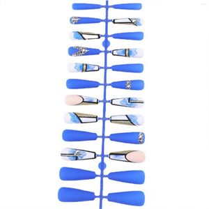 False Nails Bright Blue Long Coffin Non-Toxic Odorless Not Hurt To Hands For Nail Art Learner Design Own Style