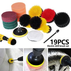 19pcs Drill Brush Attachments Set Electric Drill Brush Scrub Pads Grout Power Drills All Purpose Power Scrubber Cleaning Tools 210239c