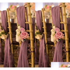 Chair Covers Romantic Oceanfront Garden Er Back Sashes High Quality Christmas Birthday Formal Drop Delivery Party Events Supplies Dh0Xi