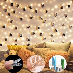Strings 5M LED String Lights With Po Clip Battery Fairy Garland Christmas Decoration Outdoor Wedding Wall Decor Curtain Light