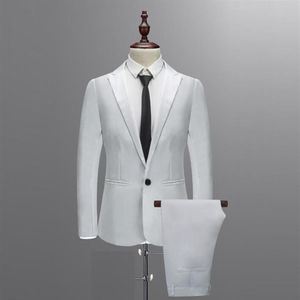 Herrdräkter blazrar vita formella anpassade bröllop tuxedo casual män affär senaste mode middag prom 3 stycken blazer väst 2533