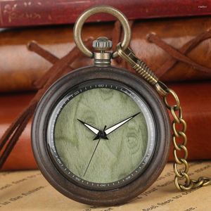 Relógios de bolso relógio de quartzo de madeira especial masculino feminino grande mostrador redondo corrente com pingente