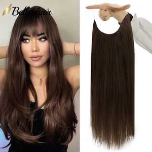 Wire Hair Extensions 100 Real Human Hair Extensions Invisible Fish Flat Hair for Women No Glue Real Remy Hair One Hairpiece for Full Head Natural Straight 80g Bella