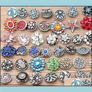 Charm Bracelets Jewelry Whole 100Pcs Lot Bk Lot Mix Styles Ginger Fashion 18Mm Metal Rhinestone Diy Snaps Button Snap Brand Dr300t