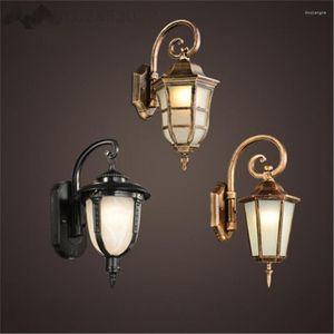 Lampada da parete JW Vintage Sconce LED Lights Sensor Corridoio Garage Outdoor Light Nordic Retro Iron Glass Bar Caffe