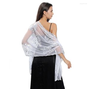 Scarves Pure Color Glitter Sequins Evening Dresses Shawls Party Shawl Bride White Lace Embroidered Sequinned Wedding Boleros Capes