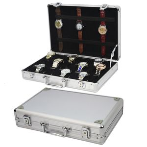 Watch Boxes Cases 6101224 Slots Aluminum Alloy Display Watch Box Organizer Jewelry Storage Case Transparent Watch Stand Box caja para relojes 230719