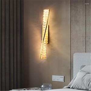 Luminária de parede sala de estar fundo pós-moderno minimalista quarto cama cabeceira linha nórdica luz led luxo cristal high-end
