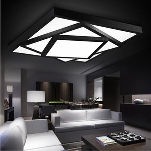 Modern Simple Metal Art Ceiling Light Geometric LED Flush Mount Lighting Square Chandeliers Painted Finish for Living Room Bedroom320p