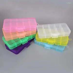 Storage Bottles 10 Compartments Adjustable Plastic Box Rectangular Jewelry For Earrings Household Items Container