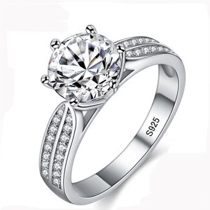 100% verklig naturlig 925 Sterling Silver Rings for Women 8mm Sona Cubic Zirconia Wedding Rings Fashion Jewelry ZLR006307L
