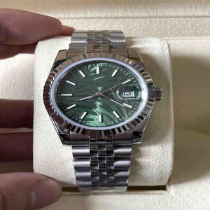 2021 DateJust Green Dial Unisex Mens Watch 36mm Sapphire Glass 자동 기계적 스테인리스 굴 영구 청록색 124300 WR220A