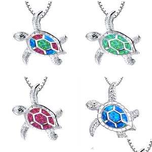 Pendant Necklaces Cute Opal Sea Turtle Necklace Birthday Gifts Health And Longevity Pandora Charms Hawaiian Drop Delivery Jewelry Pen Dhz1A