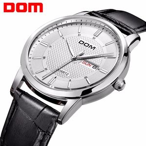 Dom Fashion Quartz Watches Men Luxury Brand Waterproof Leather Strap Men's Wrist Watch Relogio Masculino Male Clocks Man260Q