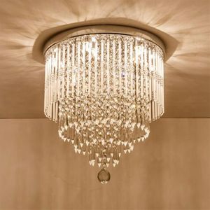 Modern K9 Crystal Chandelier Lighting Flush mount LED Ceiling Light Fixture Pendant Lamp for Dining Room Bathroom Bedroom Livingro269J