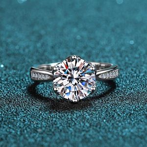 Cluster Rings Inbeaut Quality 925 Silver Excelente Corte 3 Ct Round Pass Diamond Test D Color Moissanite Ring For Women Engagement J220N