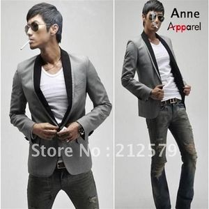 Whole- Gray suits black collars Casual suit jacket Men's Slim Coats cheap whole Drop support314S