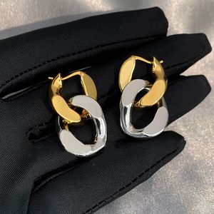 Stud Fashion Brand Gold Silver Color Chain Earrings Twisted Double Ring For Women Young Famous Designer Jewelry Bijoux Trend 230718