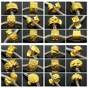 50st Lot Mixed Copper Base Gold Plated Stopper Clip Charms för smycken som tillverkar DIY -pärlor för europeisk armband hela i bulk L294U