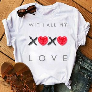 Valentine's Day New Love Lips Fashion Printing Creative T-shirt Men's and Women's Short Sleeve Top