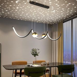 Pendant Lamps Wavy Line Design Led Chandelier Living Room Kitchen Nordic Modern Cozy Resturant Lamp Interior Decor Lighting Fixture