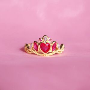 Princess Charm School Blair Crown Ring For Woman Girl Wedding Party Accessori per gioielli Anello regolabile placcato in oro Regalo per lei