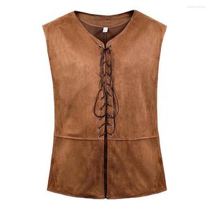 Gilet da uomo Gilet in costume rinascimentale Elegante gilet Steampunk vintage con lacci gotici con design senza maniche con scollo a V