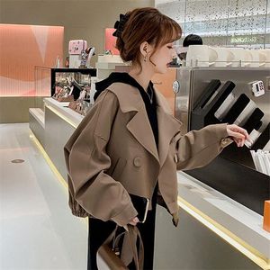 Women's Trench Coats Design Sense Jacket 2023 Spring And Autumn Loose Fitting Suit Collar Long Sleeved Short Windbreaker