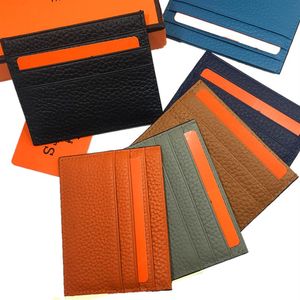 7 färger äkta läder kreditkortshållare plånbok för affärsman av hög kvalitet tunt bank id -kort fodral mynt påse liten purt221p