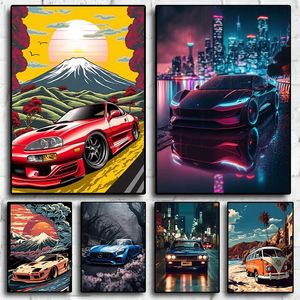 Canvas Painting Popular Car Racing Track JDM Famous Brand Car Poster Aesthetic Living Room Decor Vintage Home Print Picture Decor Wall Art w06