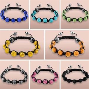 Braceletes inteiros de 10 mm preto branco misto multi mix strass cristal Shamballa pulseira de joias para homens y353181m