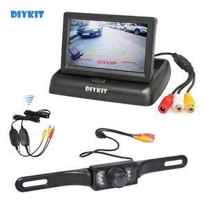 DIYKIT sem fio 4 3 polegadas kit de câmera de ré para carro monitor de carro de backup visor LCD HD câmera de visão traseira do carro sistema de estacionamento 249F