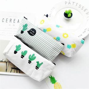 Kawaii Cactus Pencil Case Canvas School Supplies Kawaii Stationery Estuches School Cute kalem kutusu Pencilcase G1231267j