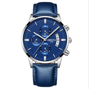 NIBOSI Brand Quartz Chronograph Excellent Mens Watches Stainless Steel Band Watch Luminous Date Life Waterproof Stylish Man Wristw288B