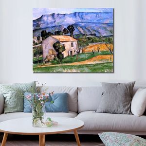 Abstract Canvas Art Houses in Provence Near Gardanne Paul Cezanne Painting Handcrafted Exotic Decor for Tiki Bar