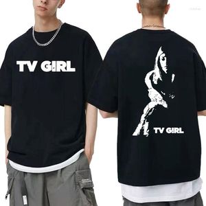 メンズTシャツテレビガールプリントTシャツ問題のティーシャツの男性女性