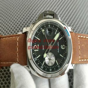 Men Limited 44mm GMT Wristwatches Brown cow leather PAM88 Automatic Movement Quality Watches Bands Power savings Watch226U