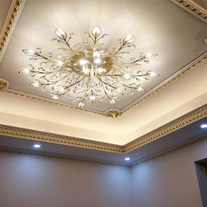 Postmodernistyczne światła światła luksusowe krystaliczne lampy sufitowe LED Lampy liściowe złoto czarne lufres do sypialni żyrandole g4 foxtur268r
