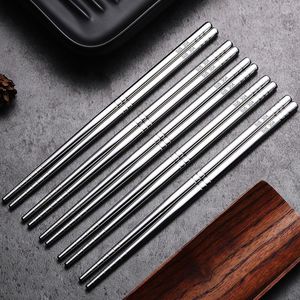 Chopsticks 5 Pairs/Set Stainless Steel Non-slip Chop Sticks Set Reusable Chinese Metal 19 Cm 23cm 2023