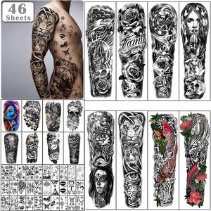 Metershine 46 Sheets Full and Half Arm Waterproof Temporary Fake Tattoo Stickers of Unique Imagery or Totem Express Body Art for M275S