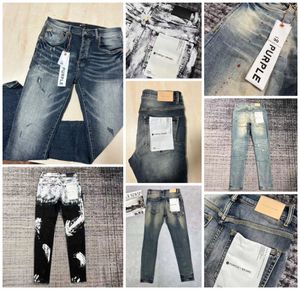 Мужские джинсы -фиолетовые дизайнерские марки -брюки панталоны разорваны прямыми регулярными джинсовыми слезами