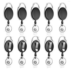 Ювелирные мешочки 10 упаковка выдвижной барабан значков с карабинером для ремня и кольцом для клавиш для идентификационной карты держатель для ключей Black