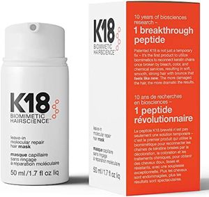 K18 Leave In Molecular Repair Hair Mask Treatment to Repair Damaged Hair 4 Minutes to Reverse Damage from Bleach Nourishing Conditioner 50ml